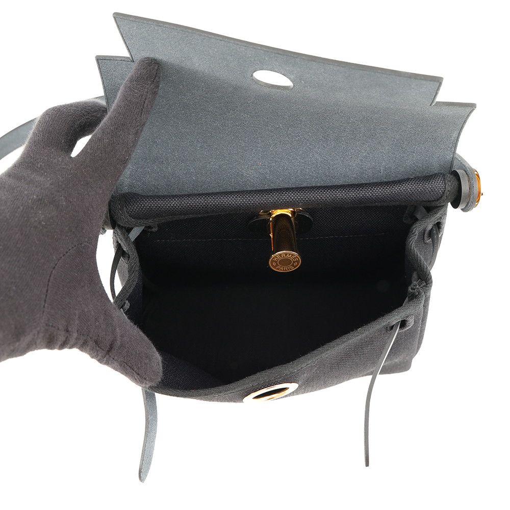 Hermes Shoulder Bag Herbag Zip Mini Black Gold Twal Ash Vache Hunter — view 5