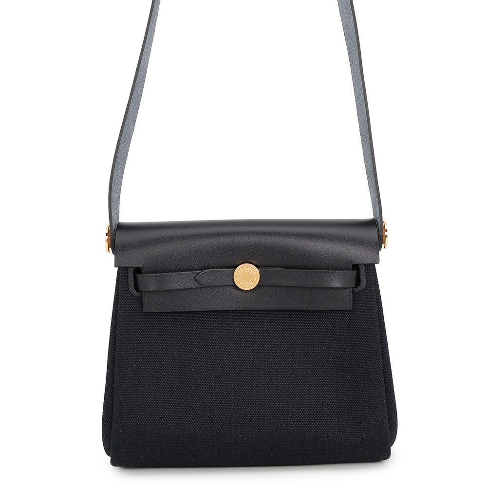Hermes Shoulder Bag Herbag Zip Mini Black Gold Twal Ash Vache Hunter