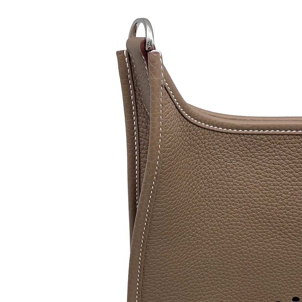 Hermes Shoulder Bag Evelyne Etoupe Silver Taurillon Clemence — view 6