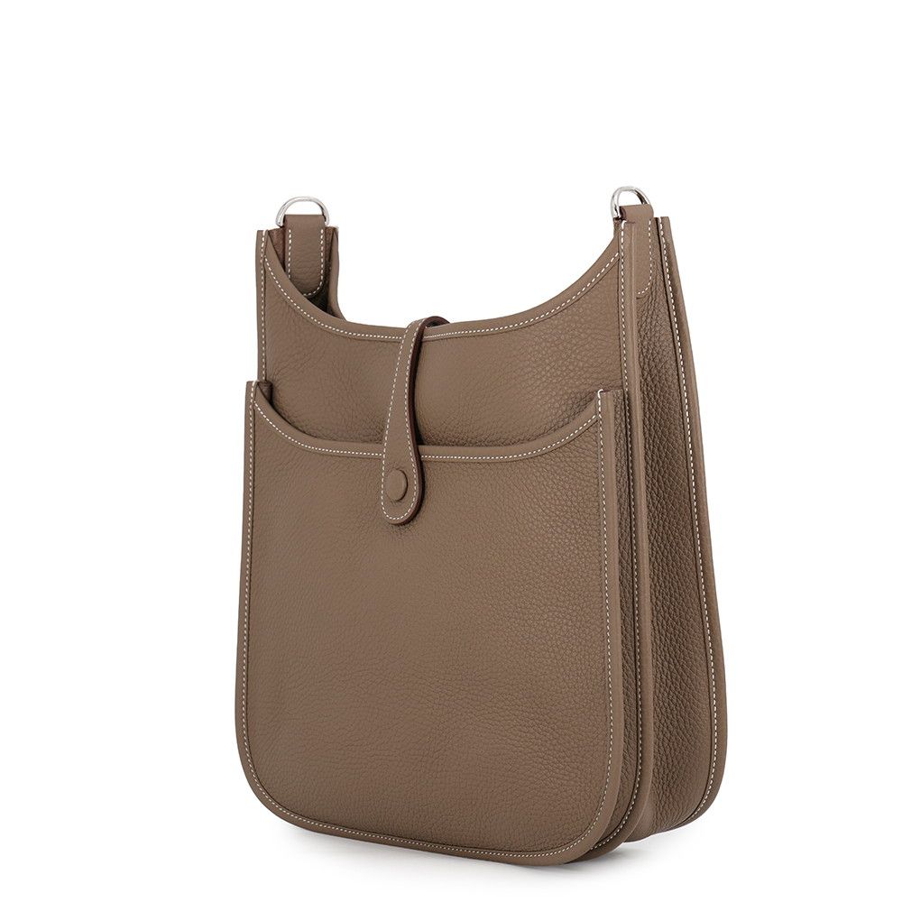 Hermes Shoulder Bag Evelyne Etoupe Silver Taurillon Clemence — view 2