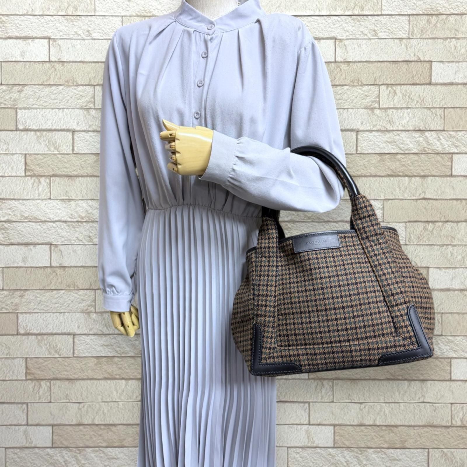 Balenciaga Navy Cabas S Tote Wool Brown Second — view 2