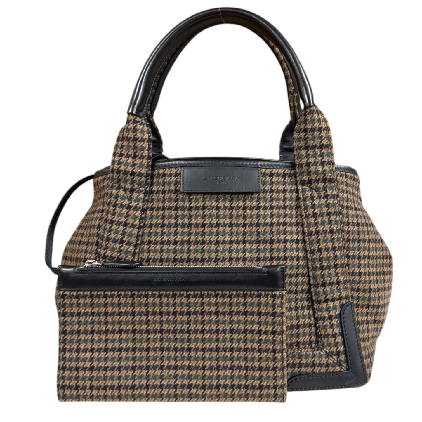 Balenciaga Navy Cabas S Tote Wool Brown Second