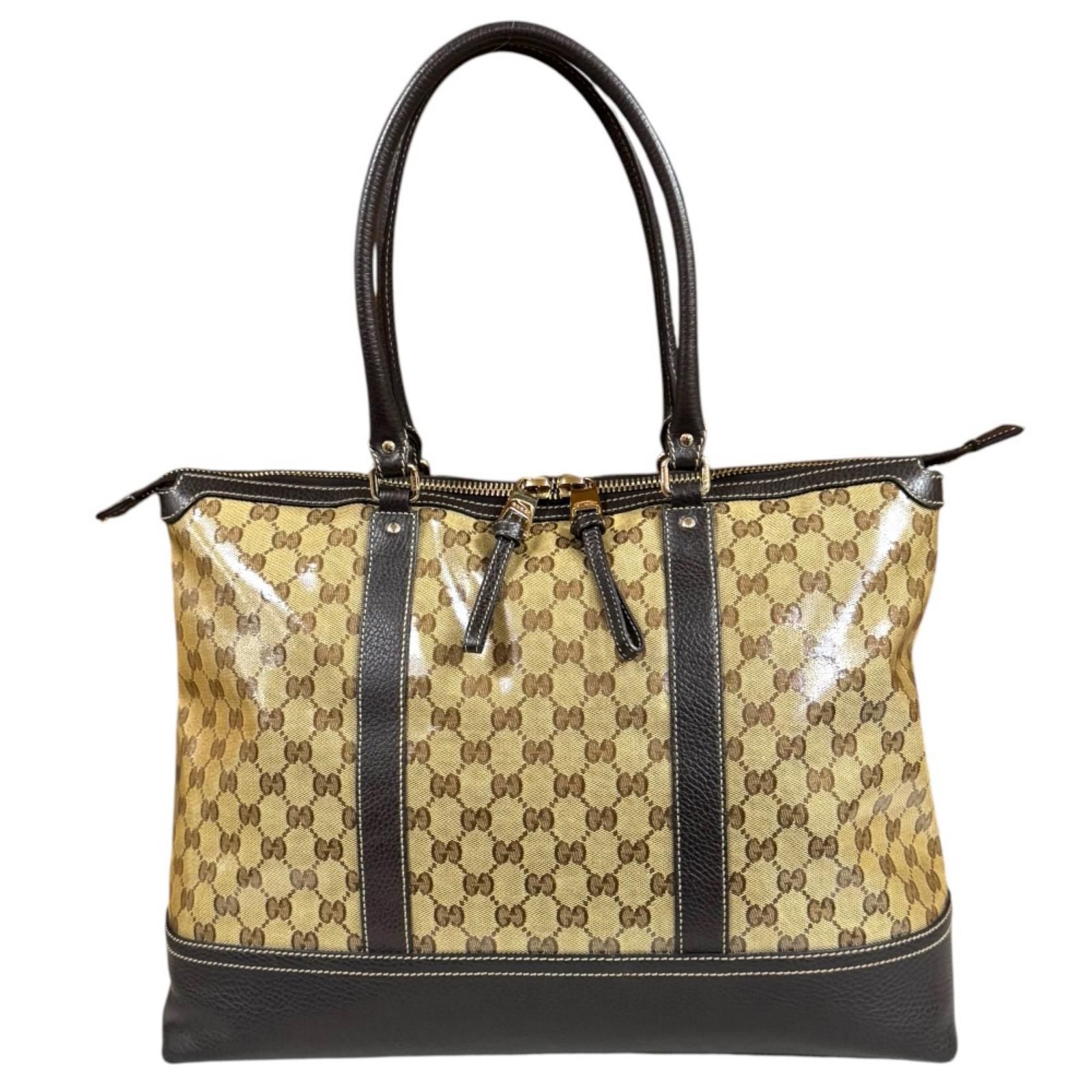 Gucci GG Crystal Tote Coatingcanvas Brown Second