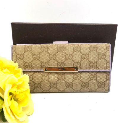 Gucci GG Canvas Bifold Wallet Hook Purple