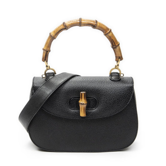 Gucci handle Flap Black Grain Calf Leather