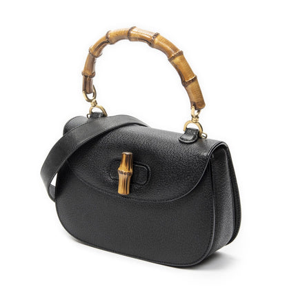 Gucci handle Flap Black Grain Calf Leather — view 2