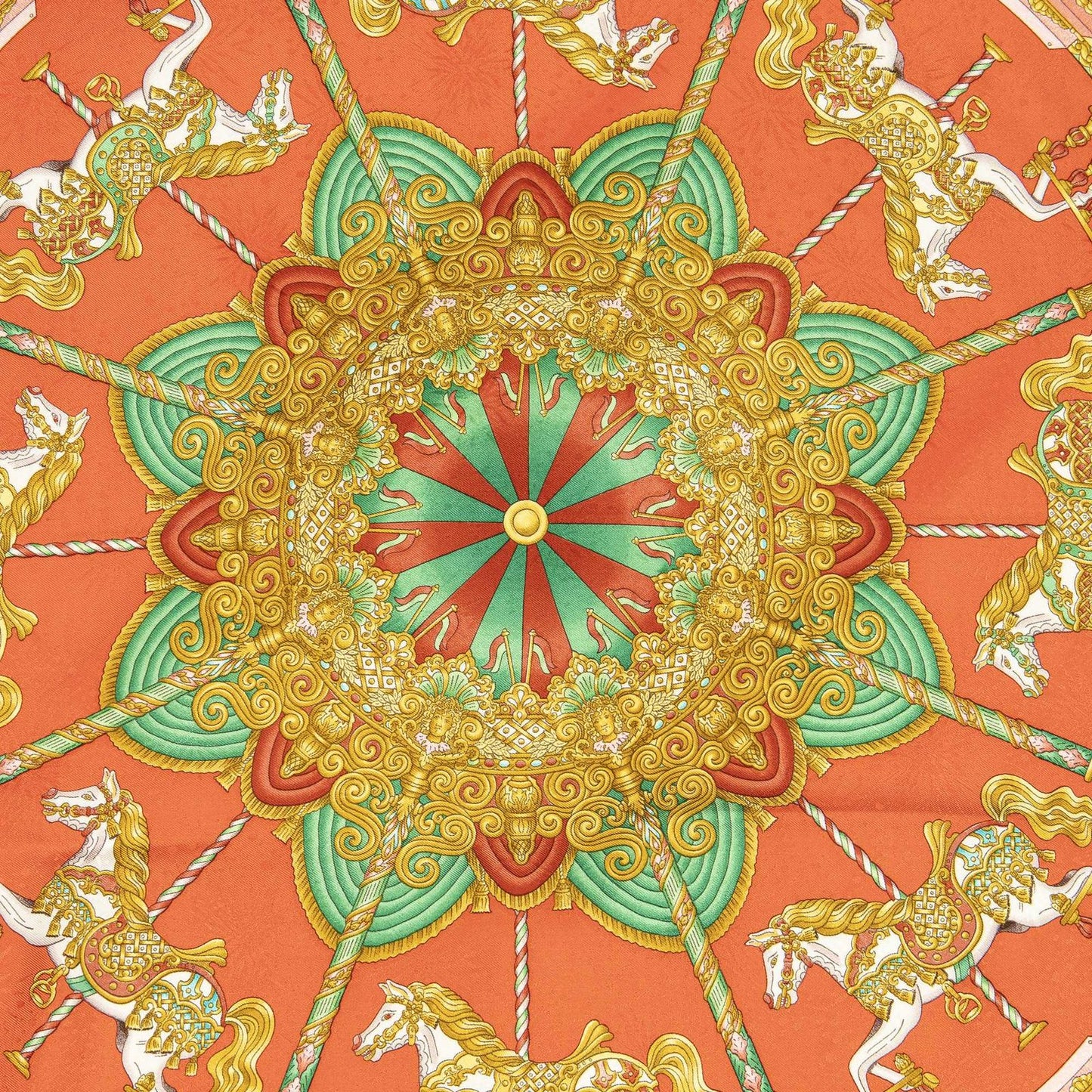 Hermes Scarf Red Green 100% Jacquardsilk — view 3