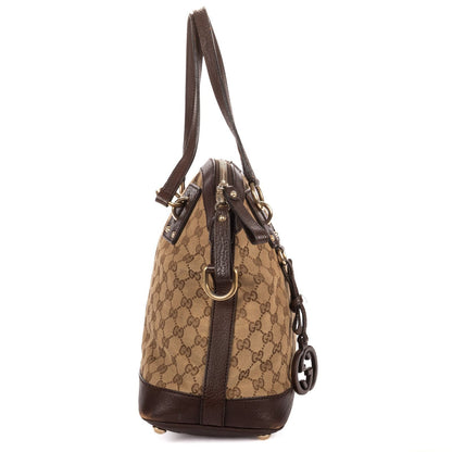 Gucci Charm Dome Tote Beige Darkbrown GG Canvas — view 4
