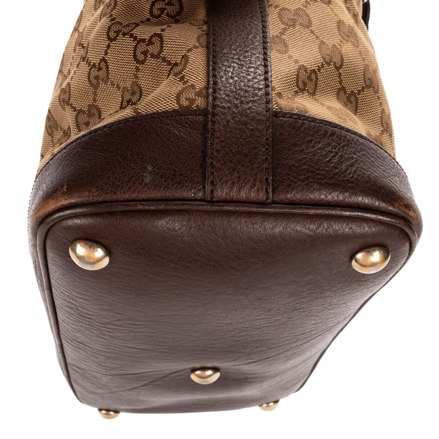 Gucci Charm Dome Tote Beige Darkbrown GG Canvas — view 8