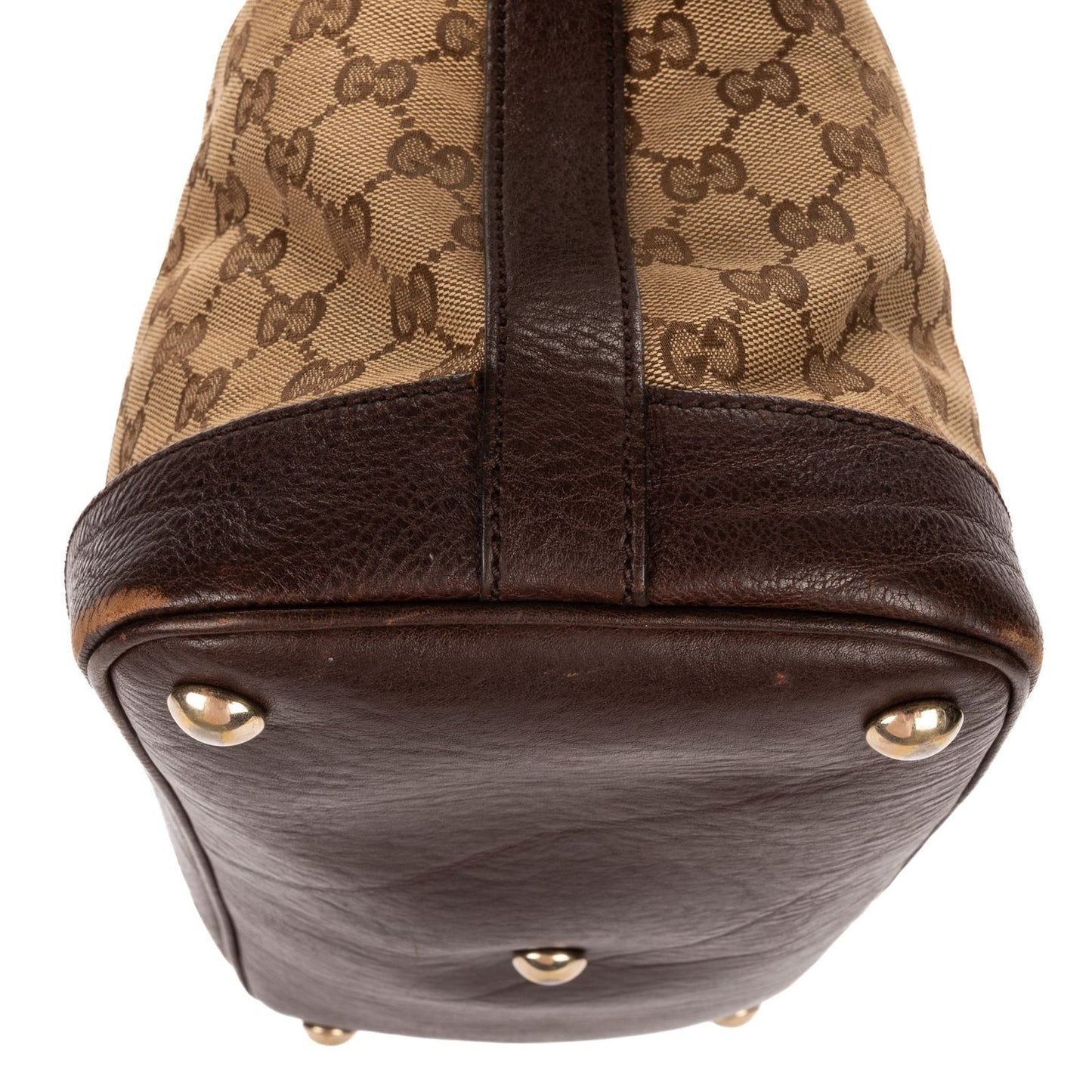 Gucci Charm Dome Tote Beige Darkbrown GG Canvas — view 7