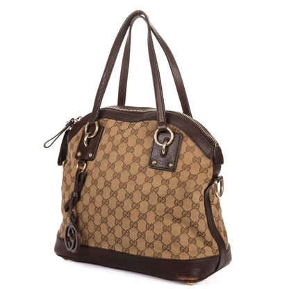 Gucci Charm Dome Tote Beige Darkbrown GG Canvas — view 2