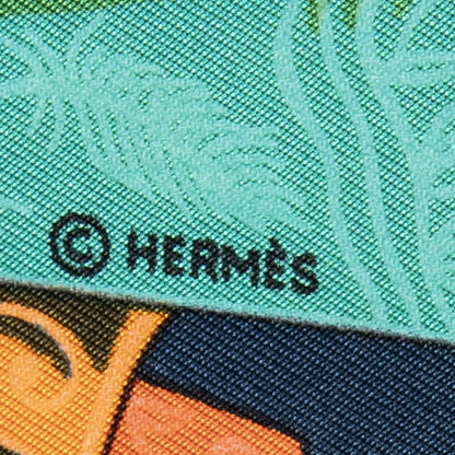 Hermes Scarf Navy Green Red Silk — view 4