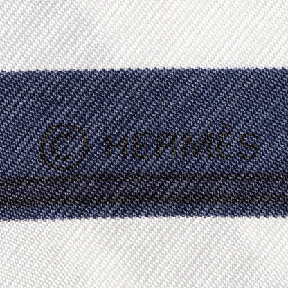 Hermes Scarf Navy White Gold 100% Twillsilk — view 4