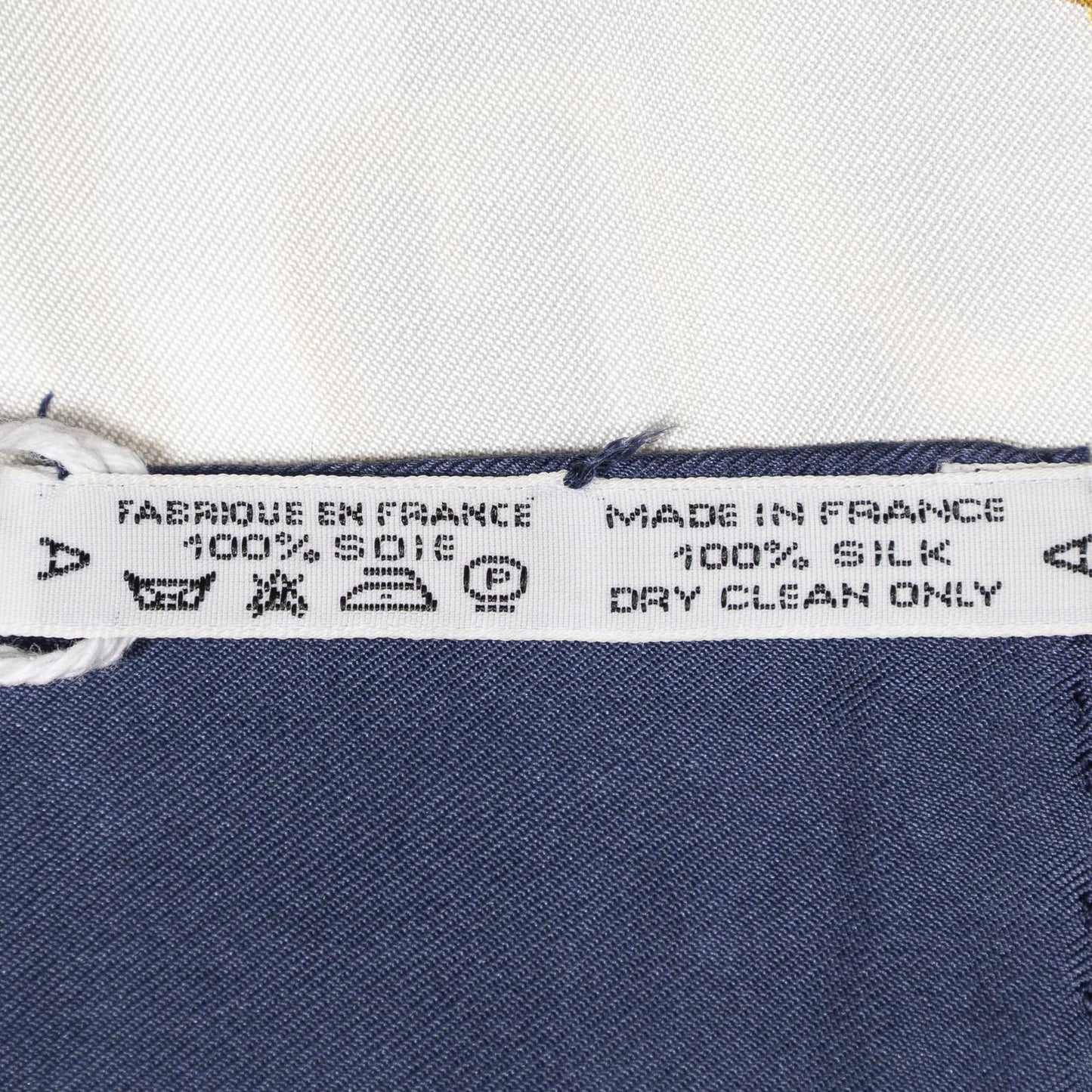 Hermes Scarf Navy White Gold 100% Twillsilk — view 5