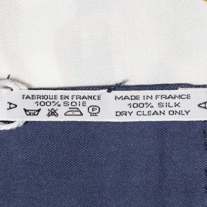 Hermes Scarf Navy White Gold 100% Twillsilk — view 5