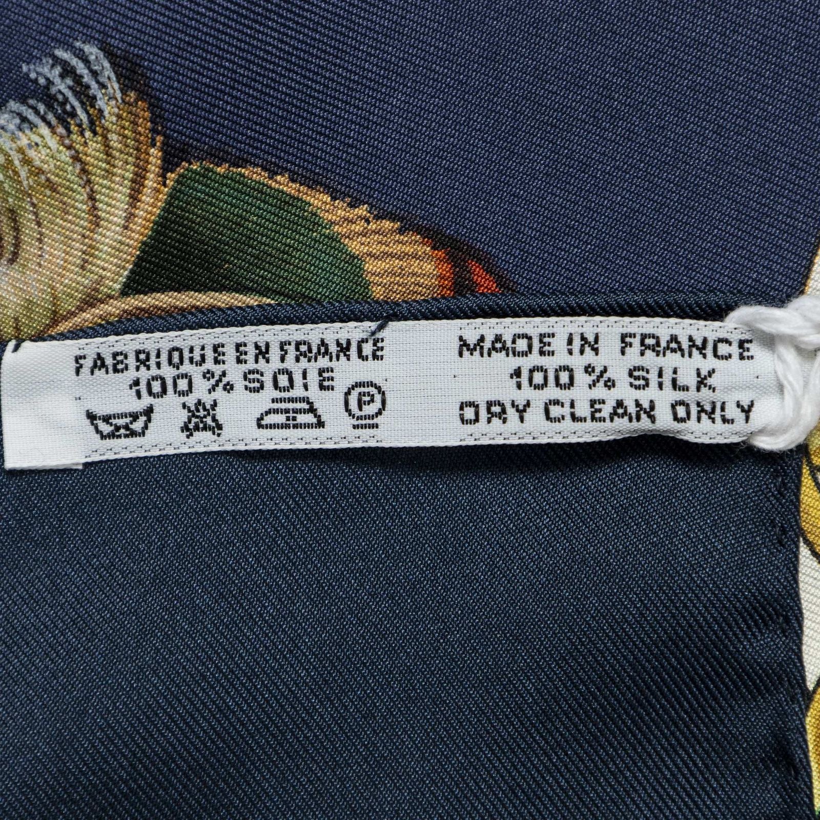 Hermes Scarf Navy Beige Green 100% Twillsilk — view 5