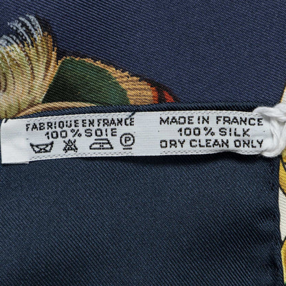 Hermes Scarf Navy Beige Green 100% Twillsilk — view 5