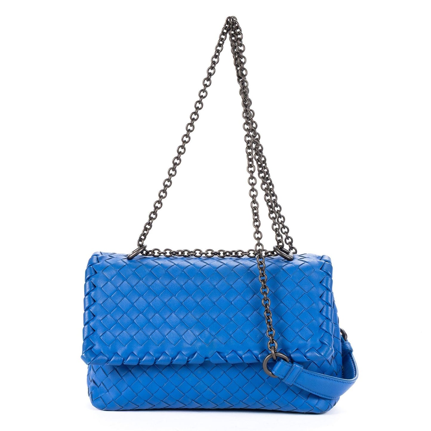 Bottega Veneta Ophidia Cross Bodyblue Intrecciato Calfskin Leathera Crossbody