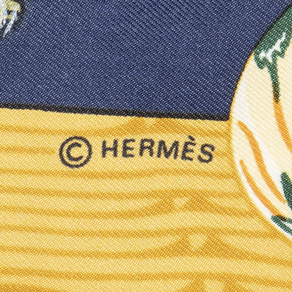 Hermes Scarf Navy Beige Green 100% Twillsilk — view 4