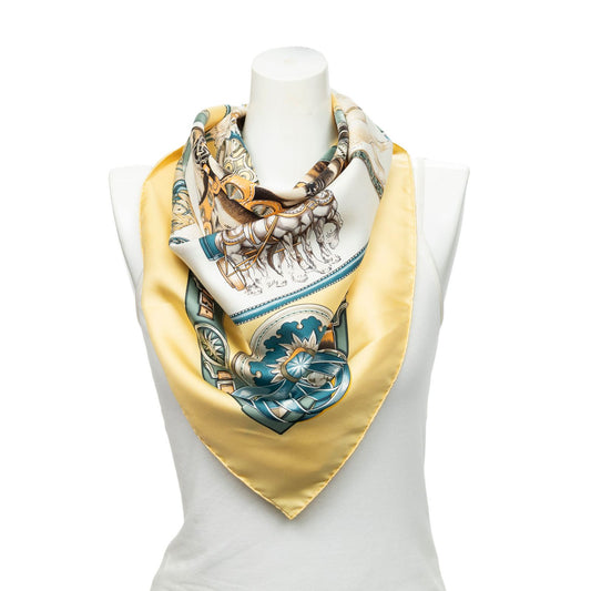 Hermes Scarf Yellow Green Twillsilk