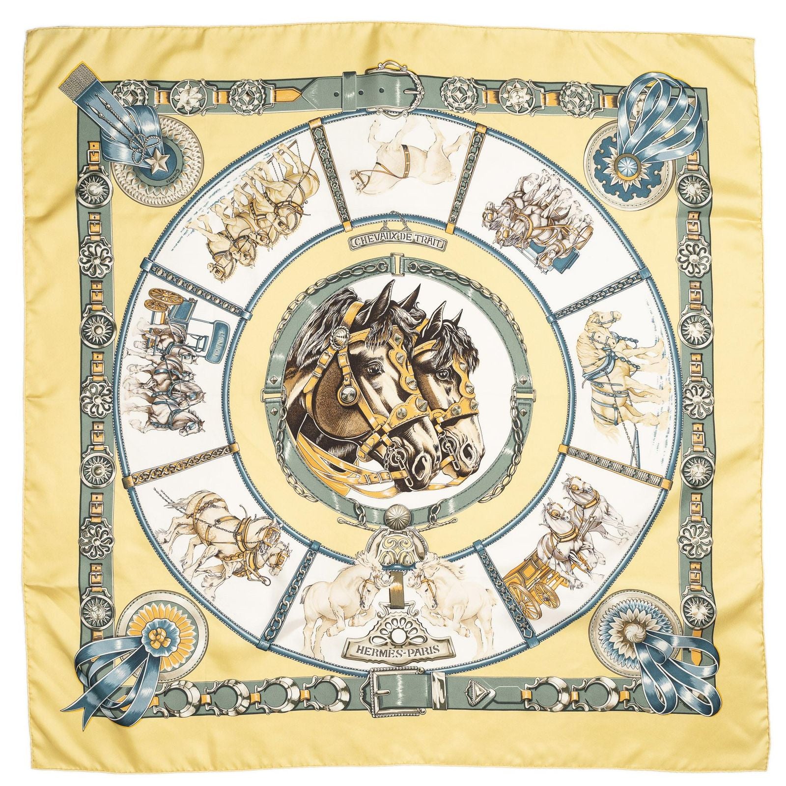 Hermes Scarf Yellow Green Twillsilk — view 2