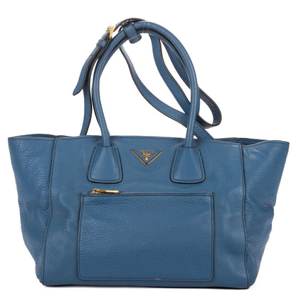 Prada Double Handle Tote Blue