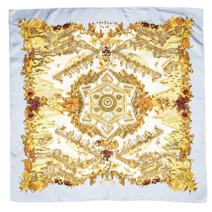 Hermes Scarf Light Blue Orange Beige 100% Twillsilk — view 2