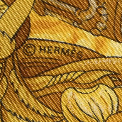 Hermes Scarf Light Blue Orange Beige 100% Twillsilk — view 4