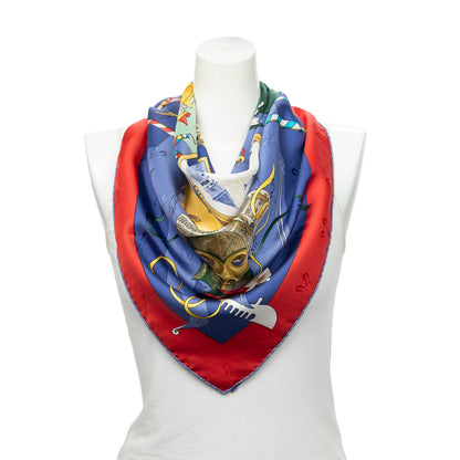 Hermes Scarf Blue Red Green 100% Jacquardsilk