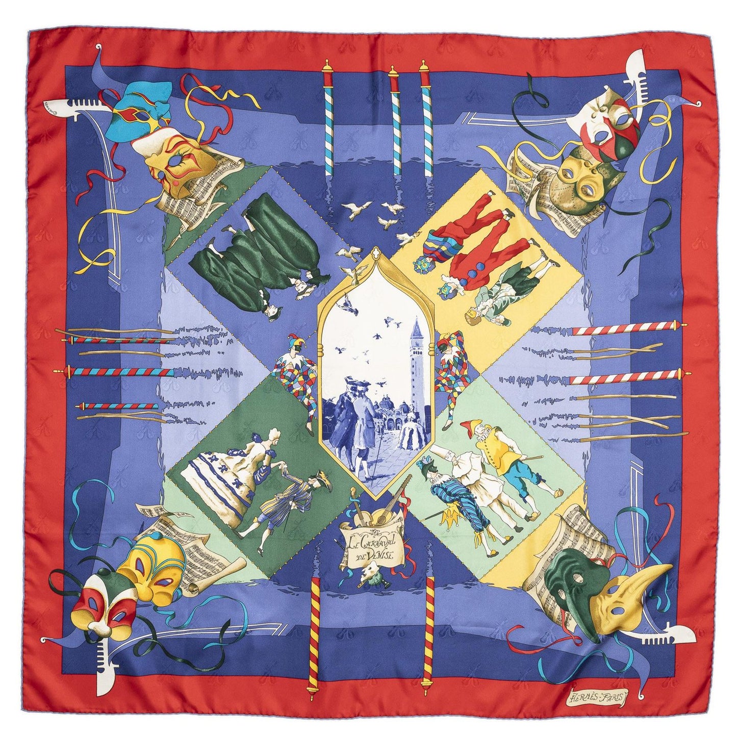 Hermes Scarf Blue Red Green 100% Jacquardsilk — view 2