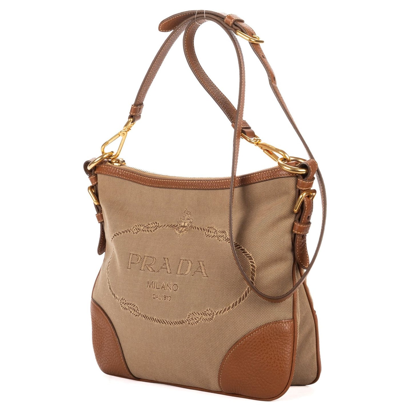 Prada Vintage Flap Cross Bodybrown Beige Jacquard canvas — view 2