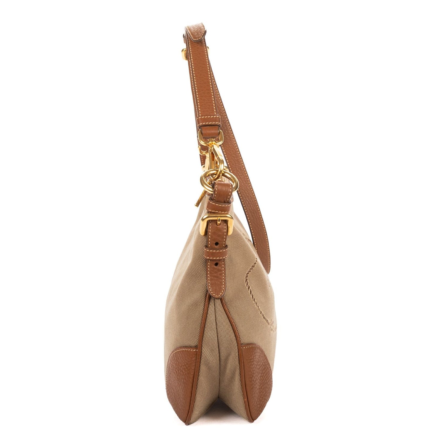 Prada Vintage Flap Cross Bodybrown Beige Jacquard canvas — view 4