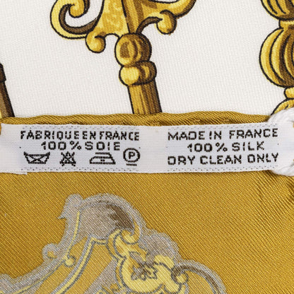 Hermes Scarf White Brown 100% Twillsilk — view 5