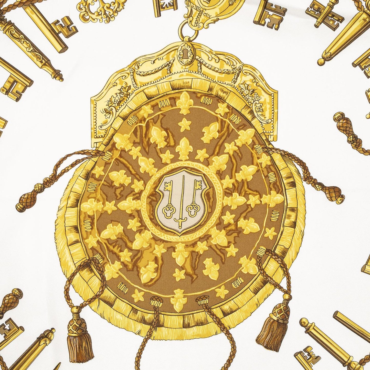 Hermes Scarf White Brown 100% Twillsilk — view 3