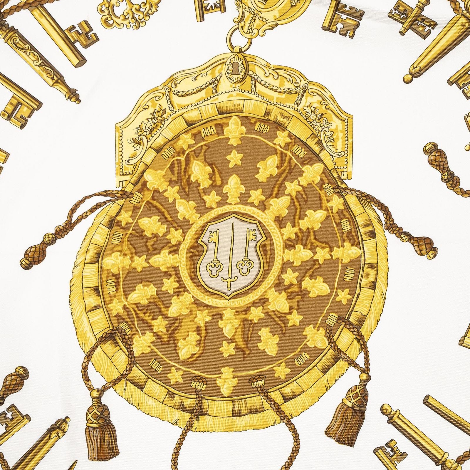 Hermes Scarf White Brown 100% Twillsilk — view 3