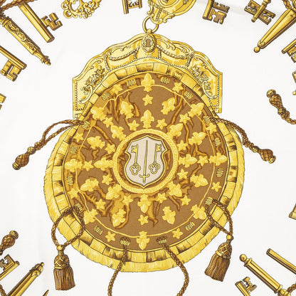 Hermes Scarf White Brown 100% Twillsilk — view 3