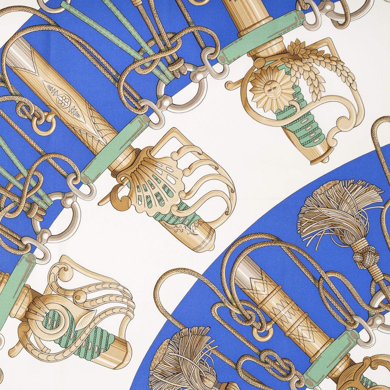 Hermes Scarf Blue Brown Green 100% Twillsilk — view 3