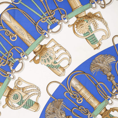 Hermes Scarf Blue Brown Green 100% Twillsilk — view 3
