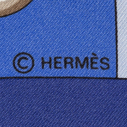 Hermes Scarf Blue Brown Green 100% Twillsilk — view 4
