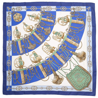 Hermes Scarf Blue Brown Green 100% Twillsilk — view 2