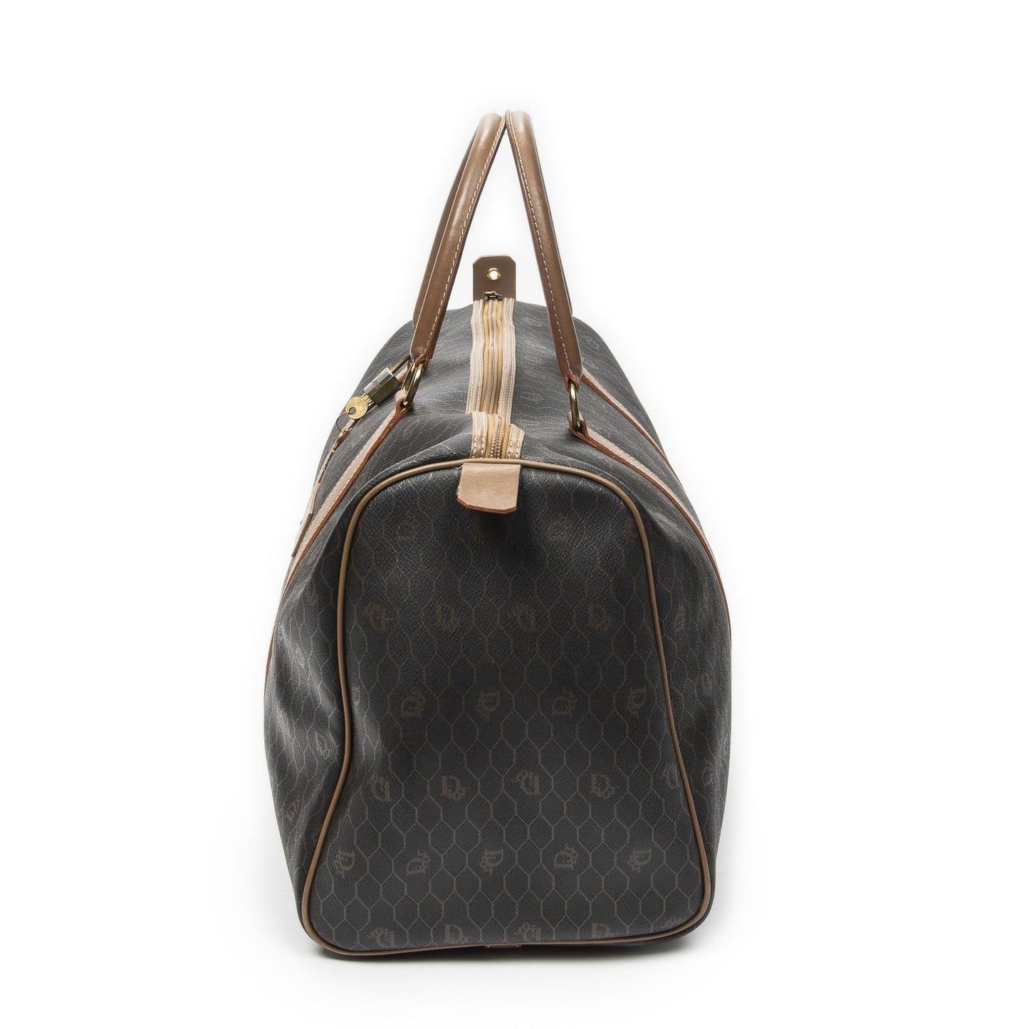 Dior Vintage Travel Bostongray Brown Canvas Handbag — view 3