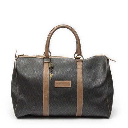 Dior Vintage Travel Bostongray Brown Canvas Handbag