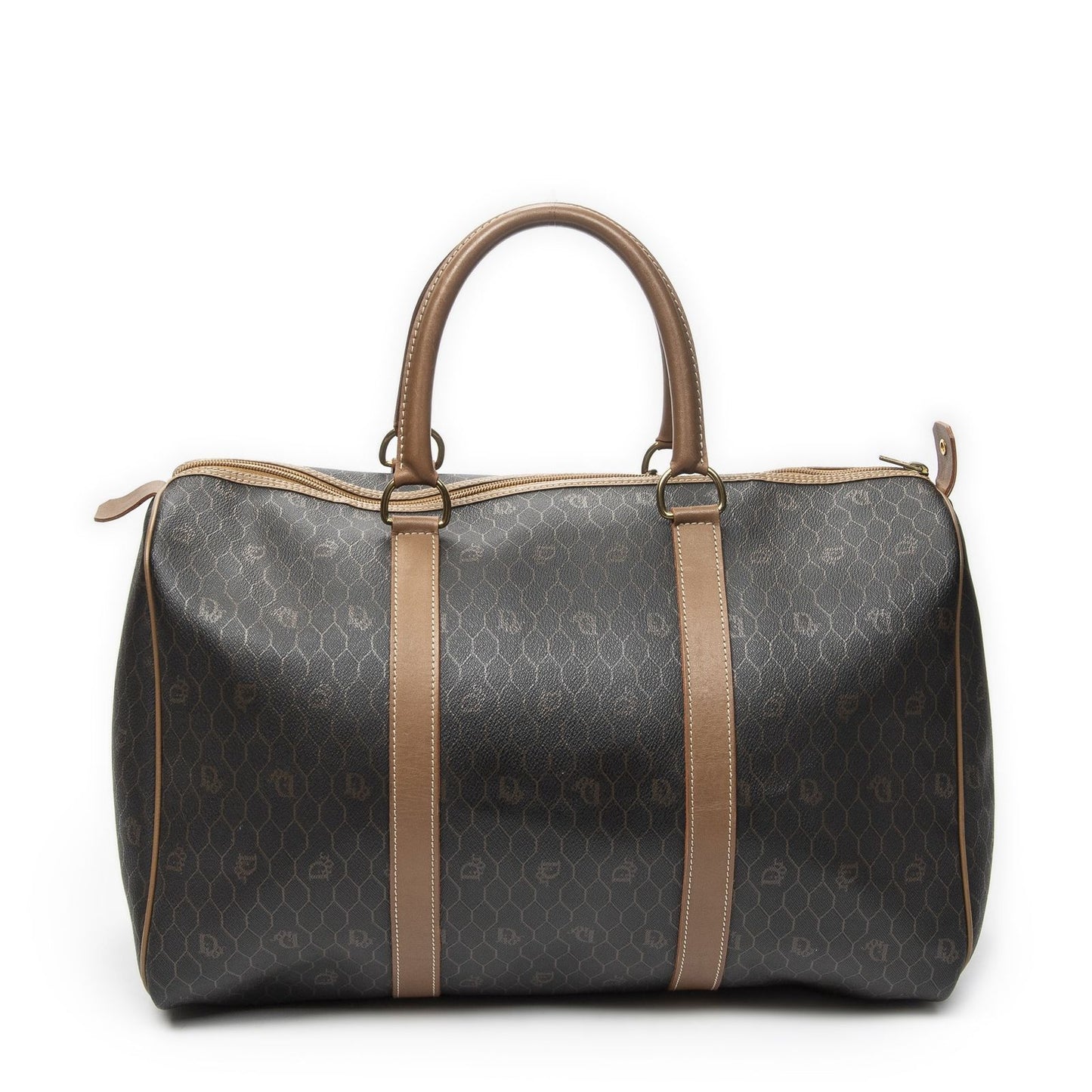 Dior Vintage Travel Bostongray Brown Canvas Handbag — view 5