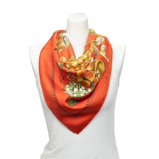 Hermes Scarf Red Yellow Green 100% Twillsilk