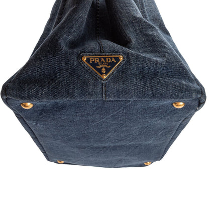 Prada Canapa Tote Blue Denim — view 8