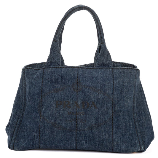 Prada Canapa Tote Blue Denim