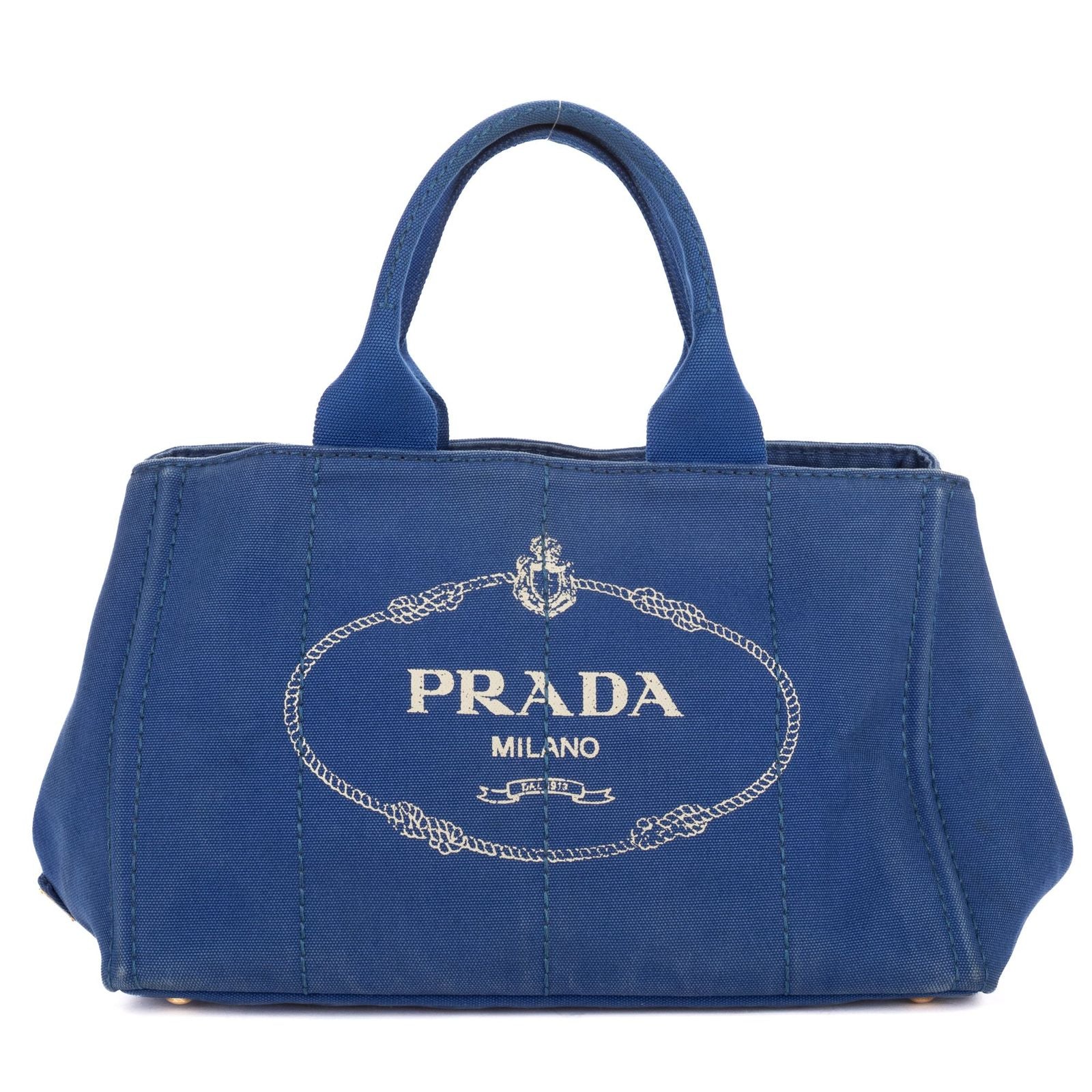 Prada Canapa Tote Blue Canvas
