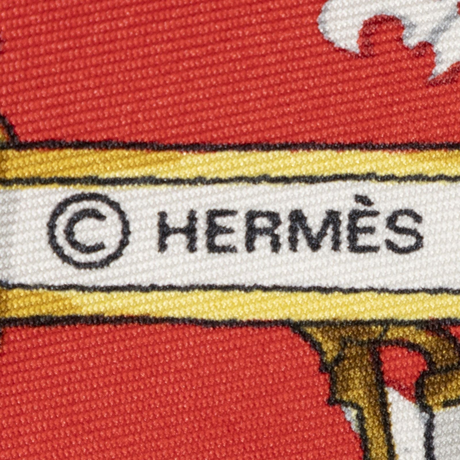Hermes Scarf Blue Red 100% Gold Twill Silk — view 4