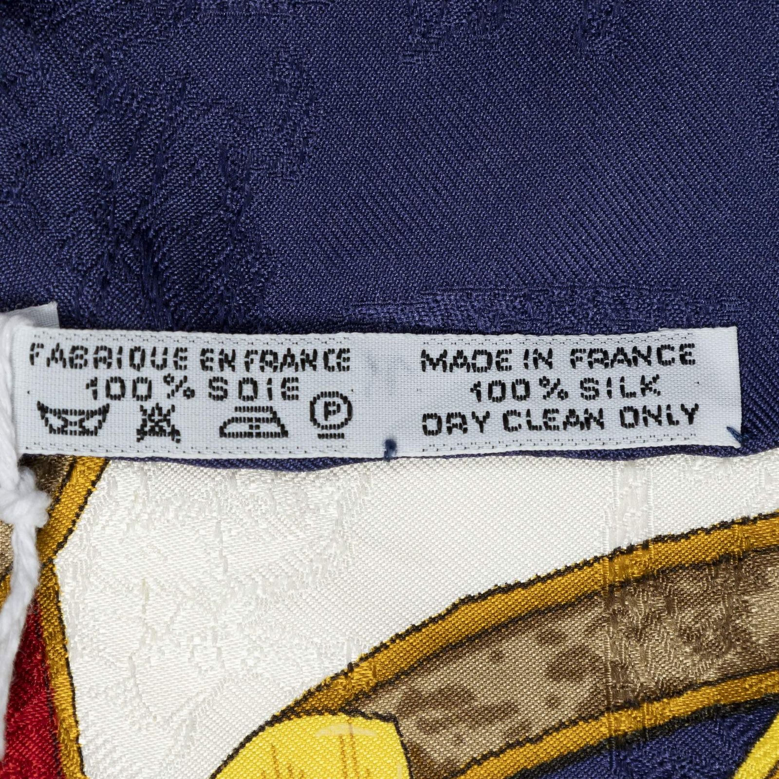 Hermes Scarf Navy White Gold 100% Jacquardsilk — view 5