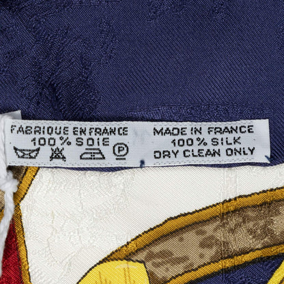 Hermes Scarf Navy White Gold 100% Jacquardsilk — view 5